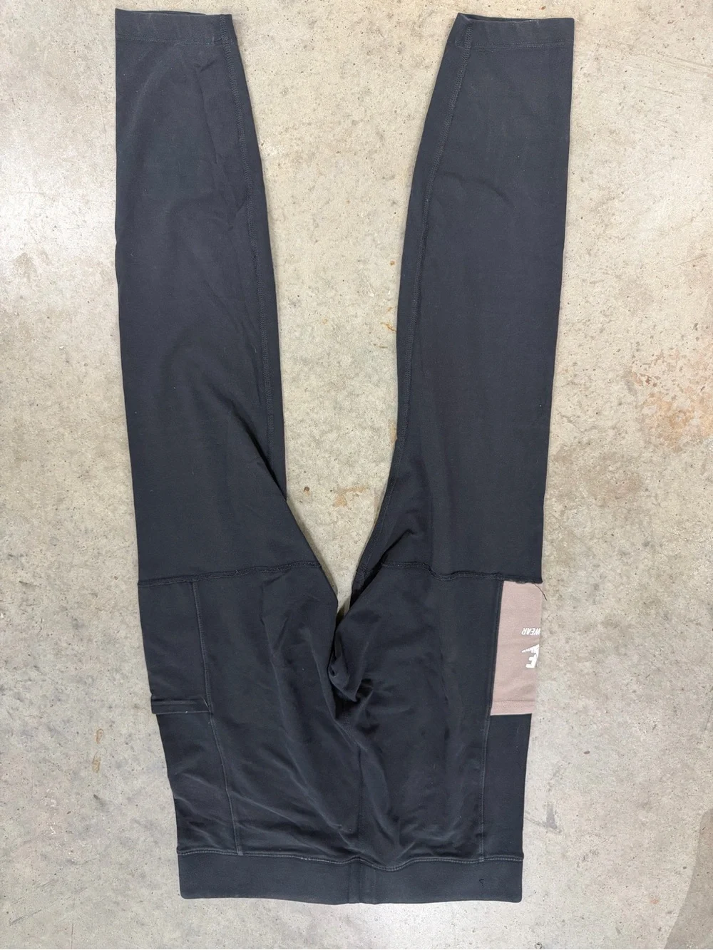 Nike Black Leggings with Taupe Logo Panel
